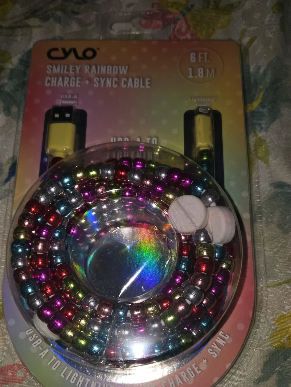 Smiley Rainbow Multicolor 6ft Charge + Sync Cable